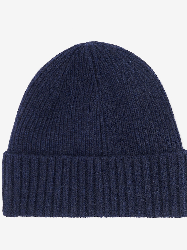 Barbour® Navy Carlton Knitted Fleece Lined Beanie Hat - Image 2 of 3