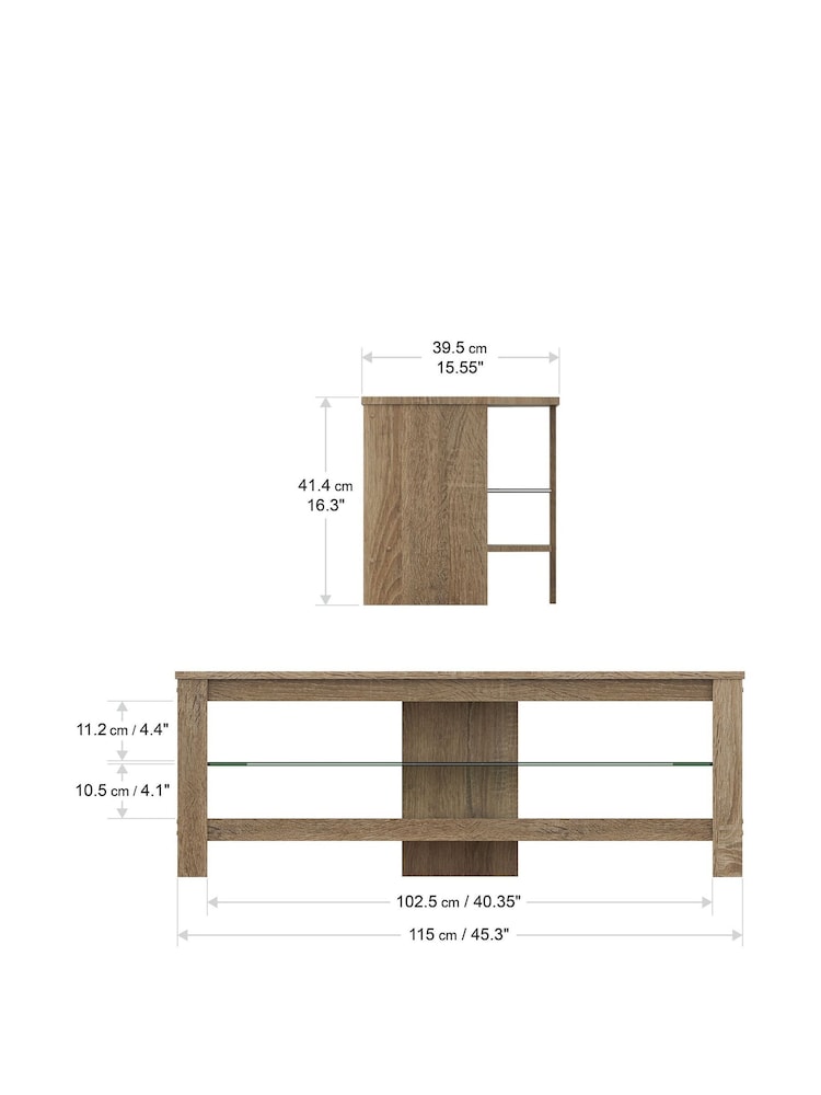 AVF Rustic Sawn Calibre Oak Effect Plus Corner TV Stand with Glass Shelf - Image 5 of 5 AVF Rustic Sawn Calibre Oak Effect Plus Corner TV Stand with Glass Shelf - Image 5 of 5