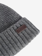 Barbour® Grey Carlton Knitted Fleece Lined Beanie Hat - Image 4 of 5