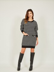 Yumi Black Checked Knitted Tunic Dress - Image 3 of 5