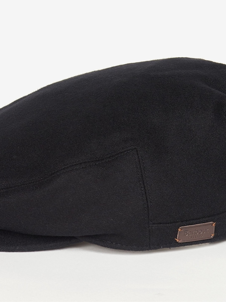 Barbour® Black Redshore Wool Blend Flat Cap - Image 4 of 4