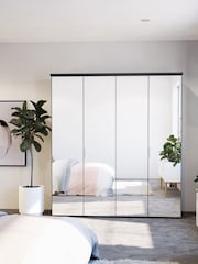 Wiemann Peyton Graphite Mirror Semi Fitted 4 Door Wardrobe - Image 1 of 6