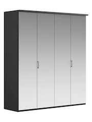 Wiemann Peyton Graphite Mirror Semi Fitted 4 Door Wardrobe - Image 3 of 6