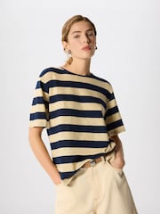 Whistles Blue Wide Stripe T-Shirt - Image 1 of 5