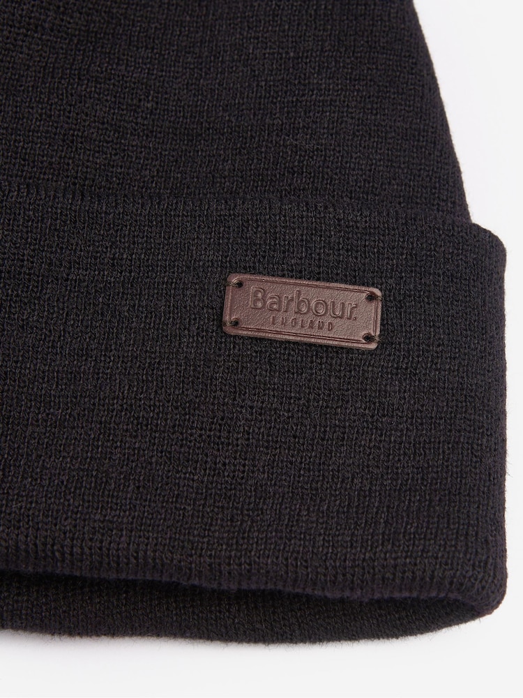 Barbour® Black Healey Knitted Beanie Hat - Image 3 of 3