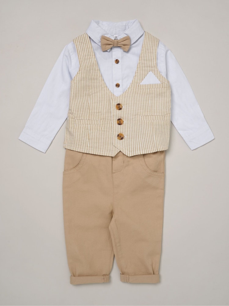Little Gent Mock Shirt and Waistcoat 100% Cotton Baby Gift Set 3 Piece - Image 1 of 2