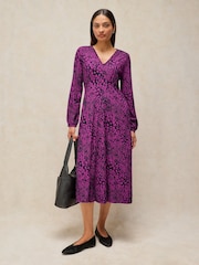 White Stuff Purple Megan Midi Dress - Image 1 of 6
