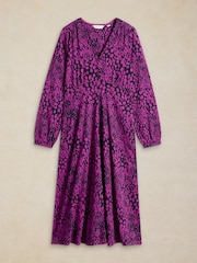 White Stuff Purple Megan Midi Dress - Image 5 of 6