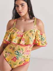 Figleaves Yellow Bardot Swimsuit - Image 3 of 4