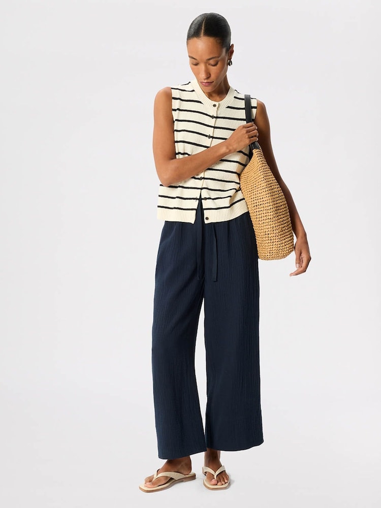 Whistles Blue Wide Crop Cheesecloth Trousers - Image 1 of 1