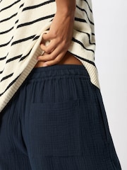 Whistles Blue Wide Crop Cheesecloth Trousers - Image 3 of 5