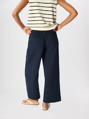 Whistles Blue Wide Crop Cheesecloth Trousers - Image 4 of 5