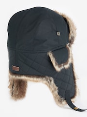 Barbour® Black Cleadon Trapper Faux Fur Trim Hat - Image 2 of 4