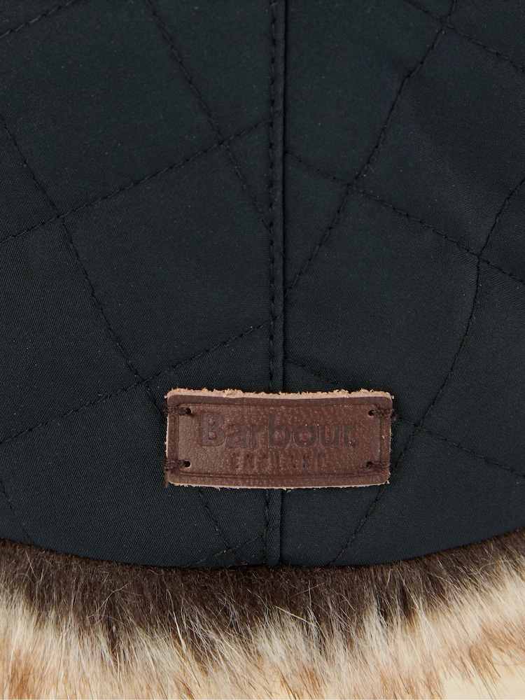 Barbour® Black Cleadon Trapper Faux Fur Trim Hat - Image 4 of 4