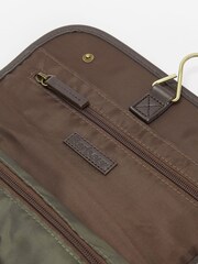 Barbour® Olive Green Wax Hanging 100% Cotton Washbag - Image 7 of 9
