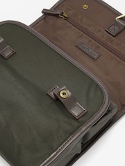 Barbour® Olive Green Wax Hanging 100% Cotton Washbag - Image 9 of 9