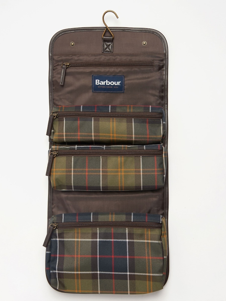 Barbour® Green Wax Hanging 100% Cotton Washbag - Image 3 of 7