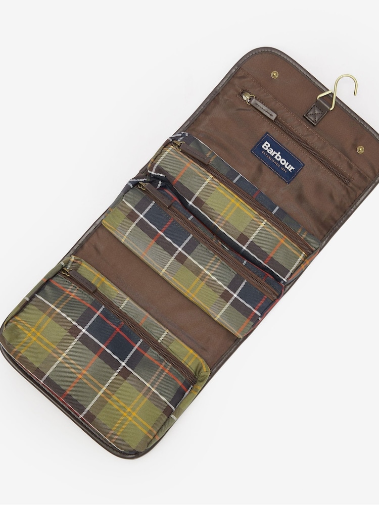 Barbour® Green Wax Hanging 100% Cotton Washbag - Image 4 of 7