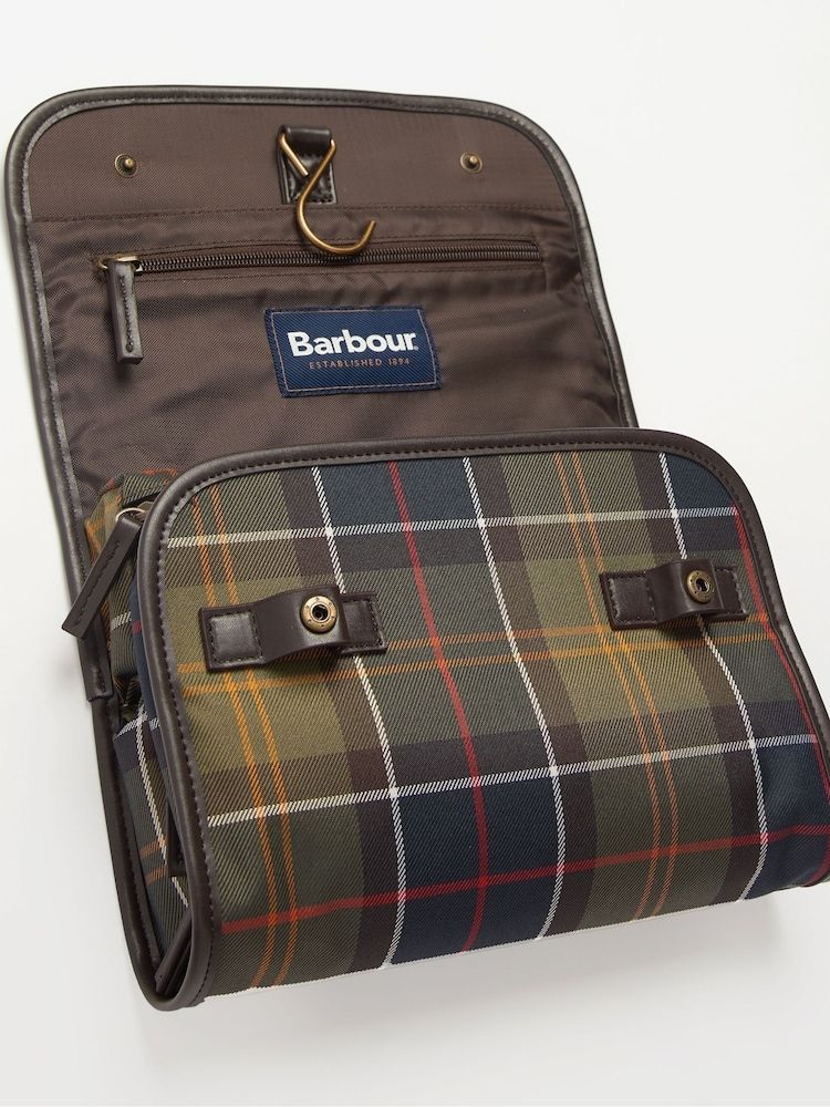 Barbour® Green Wax Hanging 100% Cotton Washbag - Image 5 of 7