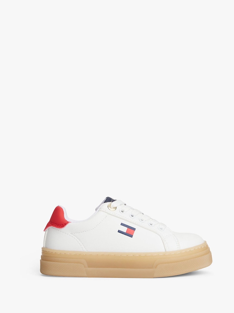 Tommy Hilfiger White Low Cut Lace-Up Sneakers - Image 1 of 7 Tommy Hilfiger White Low Cut Lace-Up Sneakers - Image 1 of 7