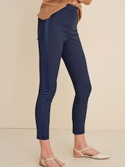 Navy Blue Tailored Satin Stripe Slim Trousers - Image 3 of 7