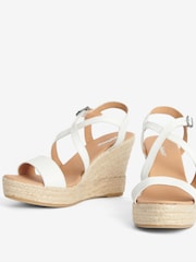 Barbour® White Lucia Leather Espadrille Wedge Sandals - Image 3 of 5