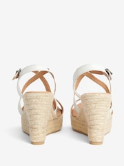 Barbour® White Lucia Leather Espadrille Wedge Sandals - Image 4 of 5