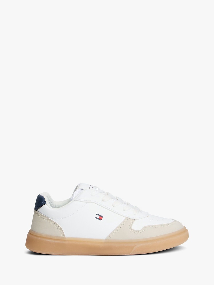 Tommy Hilfiger Natural Low Cut Lace-Up Sneakers - Image 1 of 7 Tommy Hilfiger Natural Low Cut Lace-Up Sneakers - Image 1 of 7