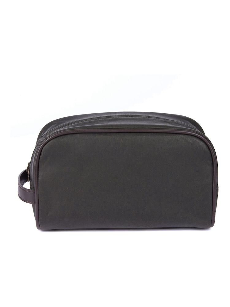 Barbour® Olive Green Wax Zip Up Washbag - Image 2 of 4 Barbour® Olive Green Wax Zip Up Washbag - Image 2 of 4