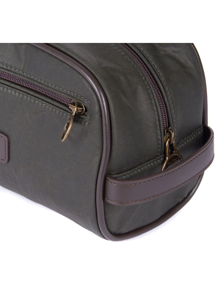 Barbour® Olive Green Wax Zip Up Washbag - Image 4 of 4 Barbour® Olive Green Wax Zip Up Washbag - Image 4 of 4