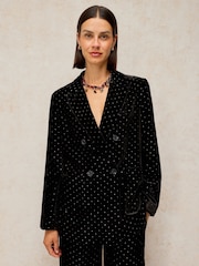 White Stuff Black Sasha Velvet Blazer - Image 1 of 6