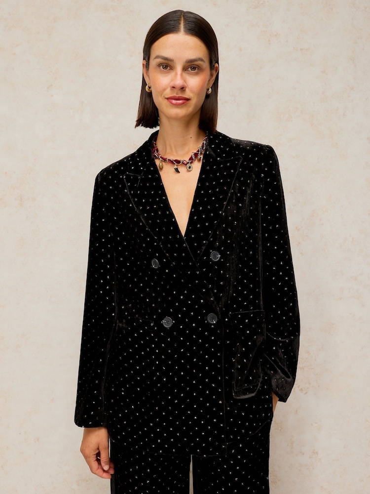 White Stuff Black Sasha Velvet Blazer - Image 1 of 6 White Stuff Black Sasha Velvet Blazer - Image 1 of 6