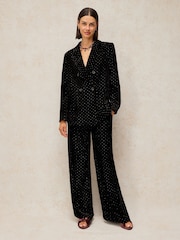 White Stuff Black Sasha Velvet Blazer - Image 3 of 6