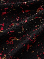 Black and Red Ditsy Long Sleeve Ladder Detail Mini Dress - Image 6 of 6