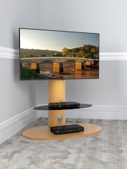 AVF Oak Chepstow One Affinity Oval Pedestal TV Stand - Image 1 of 5
