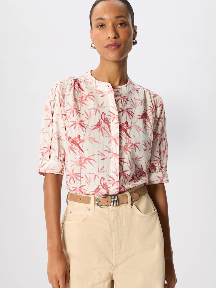 Whistles Pink Tropical Bird Textured Shirt - Image 1 of 1 Whistles Pink Tropical Bird Textured Shirt - Image 1 of 1