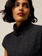 White Stuff Black Ruby Roll Neck Sparkle Dress - Image 4 of 6