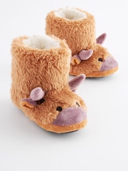 Rust Brown Cow Warm Lined Slipper Boots - Image 1 of 6
