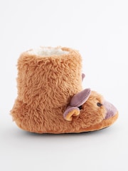Rust Brown Cow Warm Lined Slipper Boots - Image 2 of 6