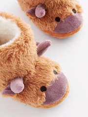 Rust Brown Cow Warm Lined Slipper Boots - Image 5 of 6