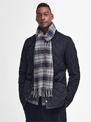 Barbour® Blue Tartan Check Lambswool Scarf - Image 1 of 4