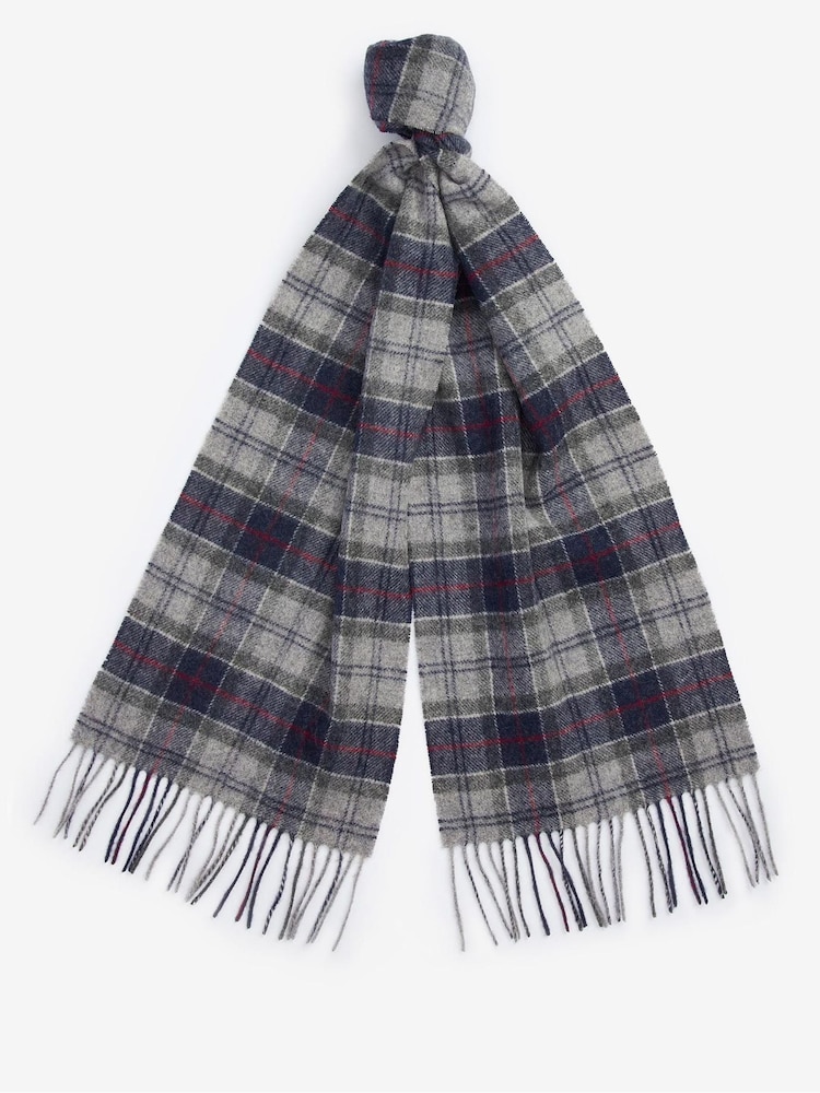 Barbour® Blue Tartan Check Lambswool Scarf - Image 2 of 4