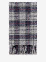 Barbour® Blue Tartan Check Lambswool Scarf - Image 3 of 4