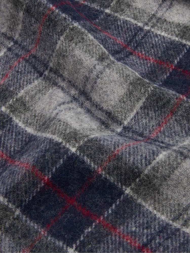 Barbour® Blue Tartan Check Lambswool Scarf - Image 4 of 4
