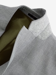 Light Grey Slim Fit Textured Wool Suit Jacket - Image 10 of 10