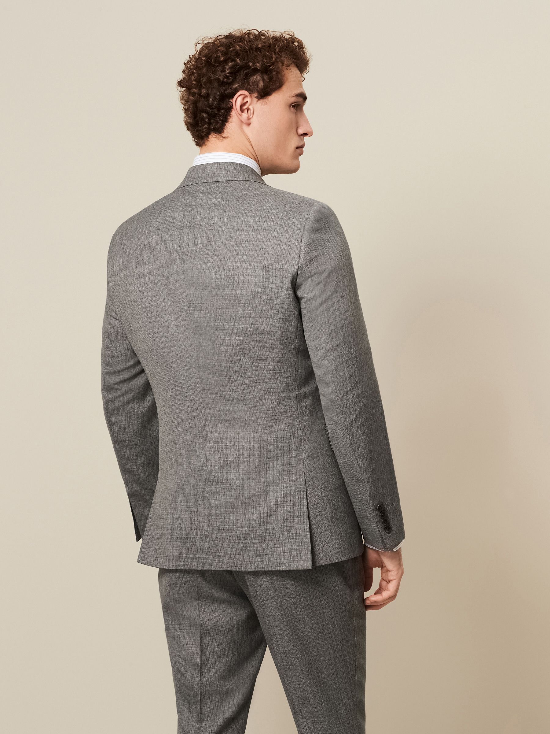 Buy Light Grey Slim Fit Textured Wool Suit Jacket from Next USA