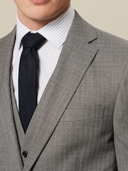 Light Grey Slim Fit Textured Wool Suit Jacket - Image 4 of 10