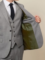 Light Grey Slim Fit Textured Wool Suit Jacket - Image 5 of 10