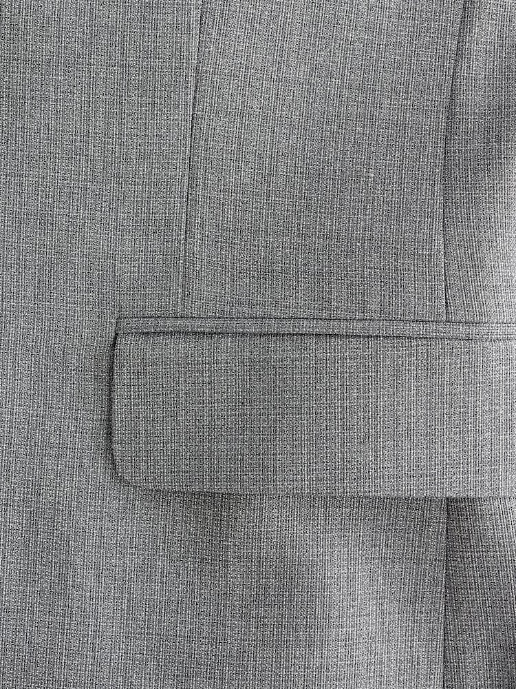 Light Grey Slim Fit Textured Wool Suit Jacket - Image 6 of 9