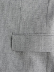 Light Grey Slim Fit Textured Wool Suit Jacket - Image 7 of 10